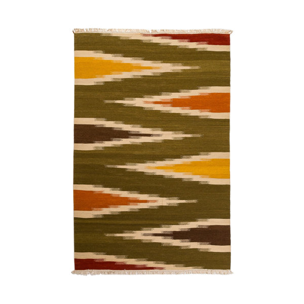 Natur Pur Handmade Kilim Wool/Cotton Green/Orange Rug Wayfair.co.uk